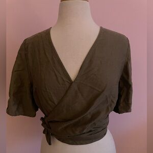 VETTA Olive Green Wrap Blouse